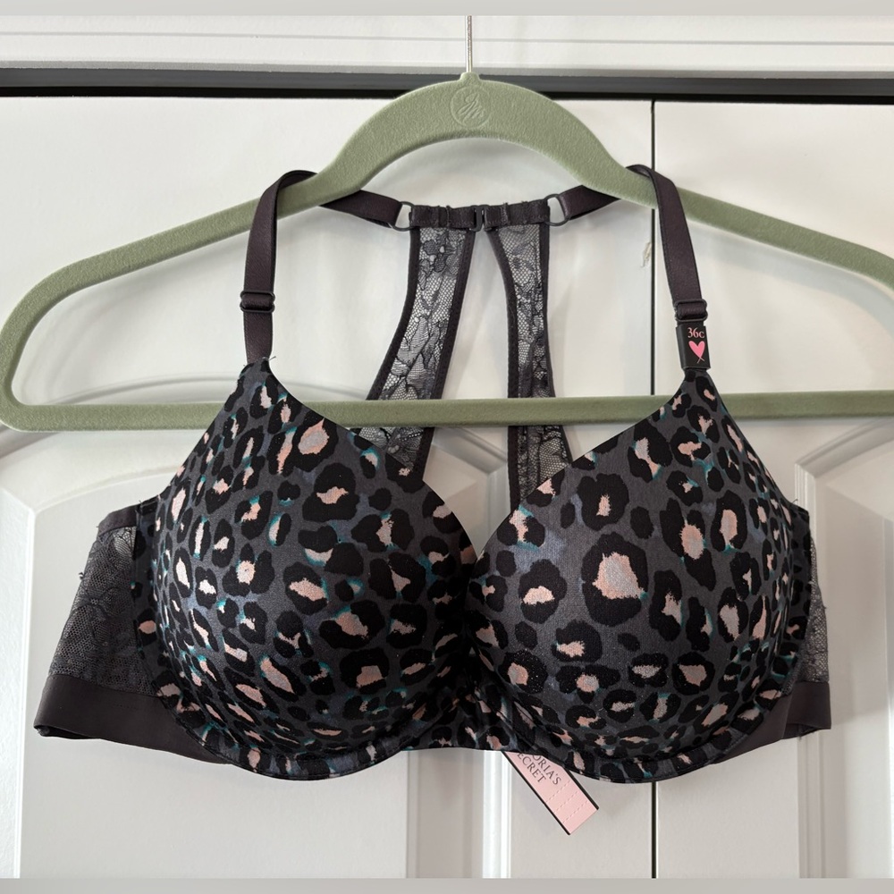 New! Very Sexy Push Up, Victoria's Secret Black and Tan Print Bra
